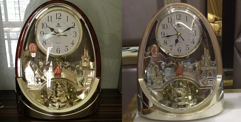 Table Watch Luxury - Настольные часы-будильник винтажные деревянные с музыкальным