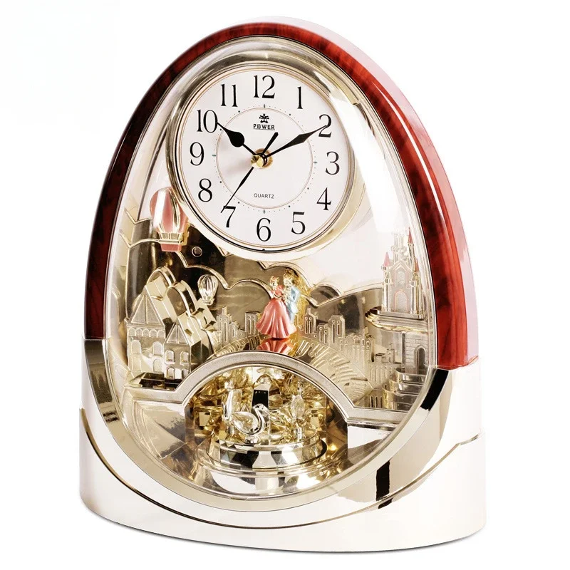 Table Watch Luxury - Настольные часы-будильник винтажные деревянные с музыкальным